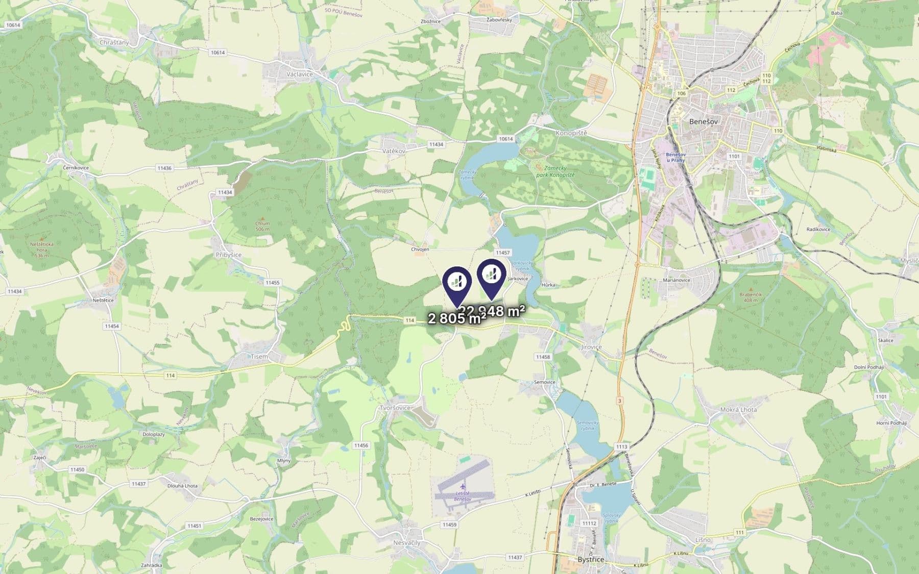 Predaj pozemku 25.753 m², Bystřice, Středočeský kraj Predaj pozemku 25.753 m², Bystřice, Středočeský kraj