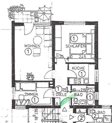 Prenájom bytu 2-izbový 56 m², Gräfelfing, Bavorsko Prenájom bytu 2-izbový 56 m², Gräfelfing, Bavorsko