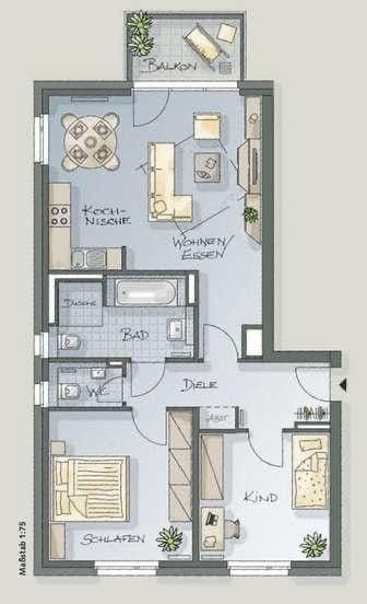 Prenájom bytu 3-izbový 82 m², Otto-Hue-Str. 2d, Gladbeck, Severné Porýnie - Westfálsko Prenájom bytu 3-izbový 82 m², Otto-Hue-Str. 2d, Gladbeck, Severné Porýnie - Westfálsko
