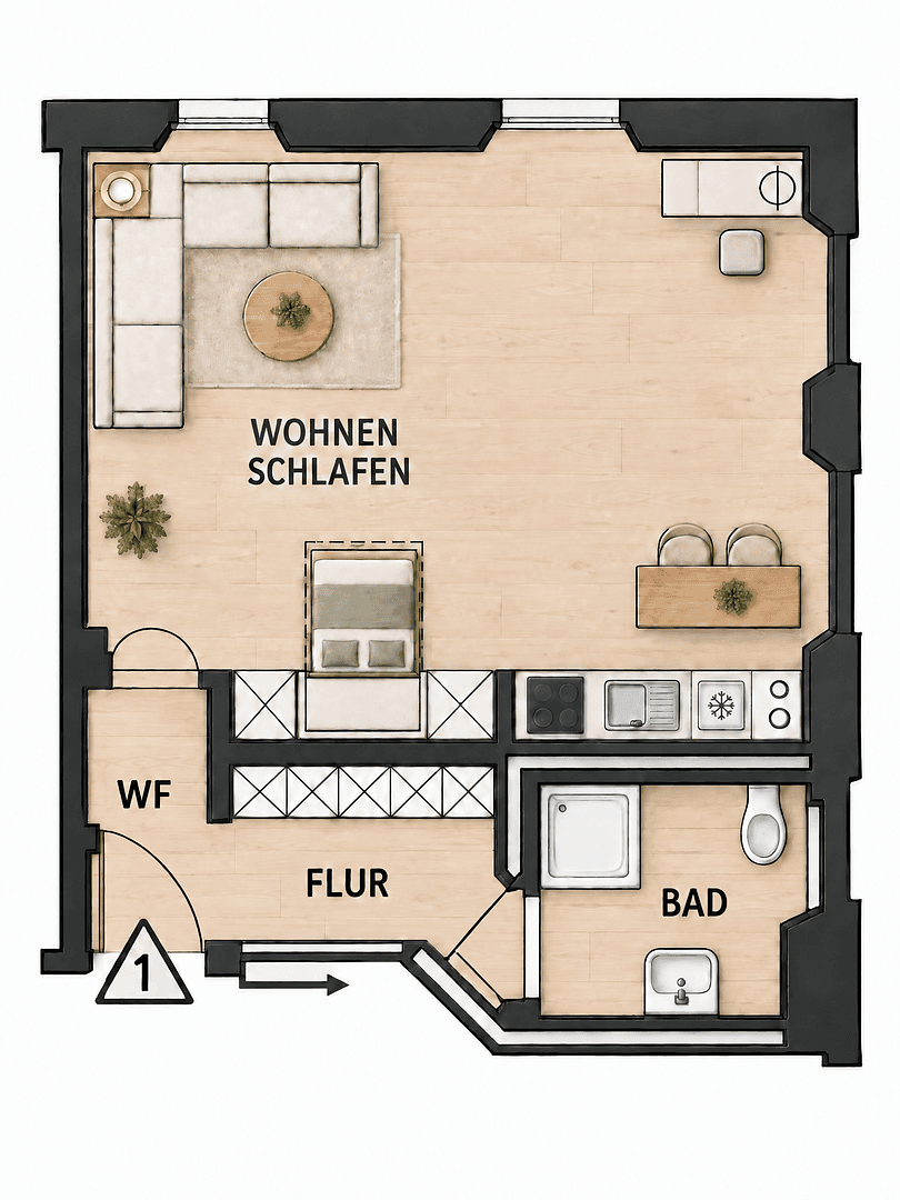 Predaj bytu 1-izbový 32 m², Bamberg, Bavorsko Predaj bytu 1-izbový 32 m², Bamberg, Bavorsko