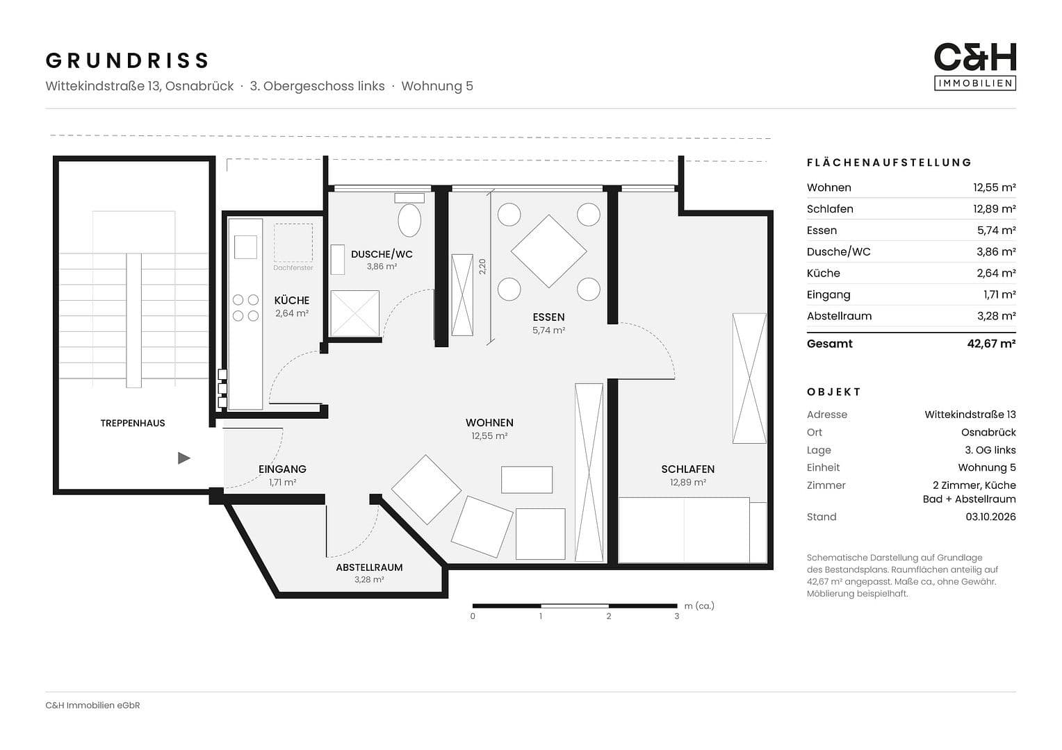 Prenájom bytu 2-izbový 43 m², Wittekindstraße 13, Osnabrück, Dolné Sasko Prenájom bytu 2-izbový 43 m², Wittekindstraße 13, Osnabrück, Dolné Sasko