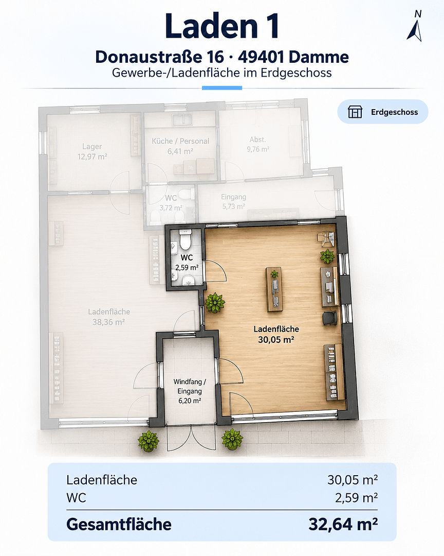 Prenájom kancelárie 33 m², Donaustraße 16, Damme, Dolné Sasko Prenájom kancelárie 33 m², Donaustraße 16, Damme, Dolné Sasko