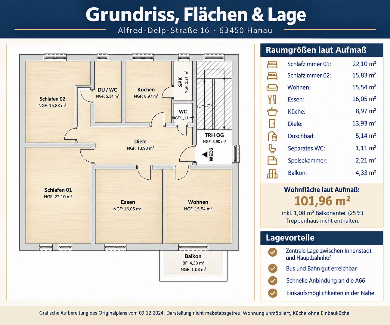 Prenájom bytu 4-izbový 102 m², Alfred-Delp-Straße 16, Hanau, Hesensko Prenájom bytu 4-izbový 102 m², Alfred-Delp-Straße 16, Hanau, Hesensko