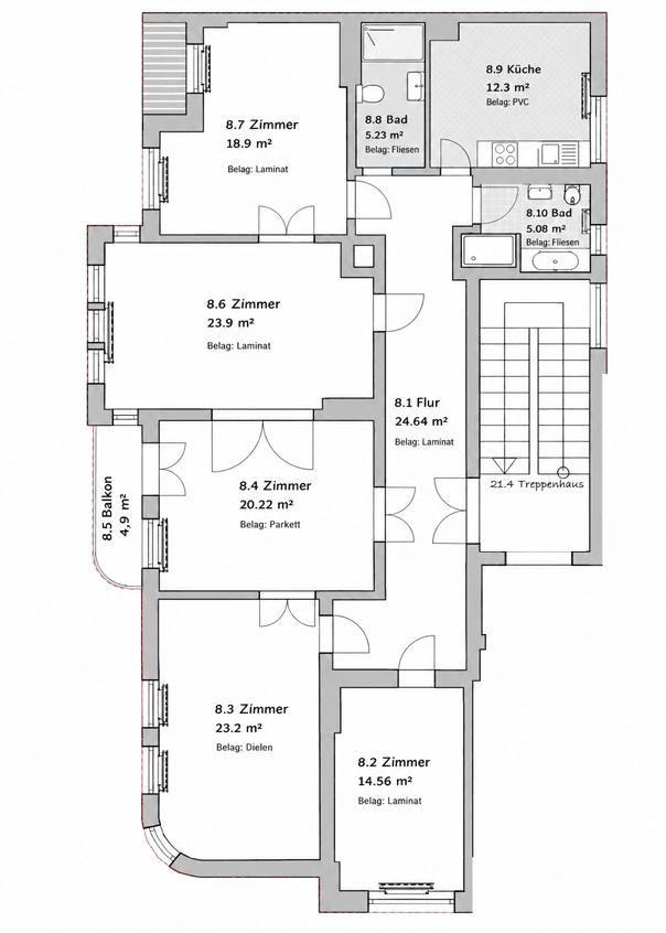 Prenájom bytu 5-izbový 150 m², Paracelsusstraße 2c, Halle (Saale), Sasko-Anhaltsko Prenájom bytu 5-izbový 150 m², Paracelsusstraße 2c, Halle (Saale), Sasko-Anhaltsko
