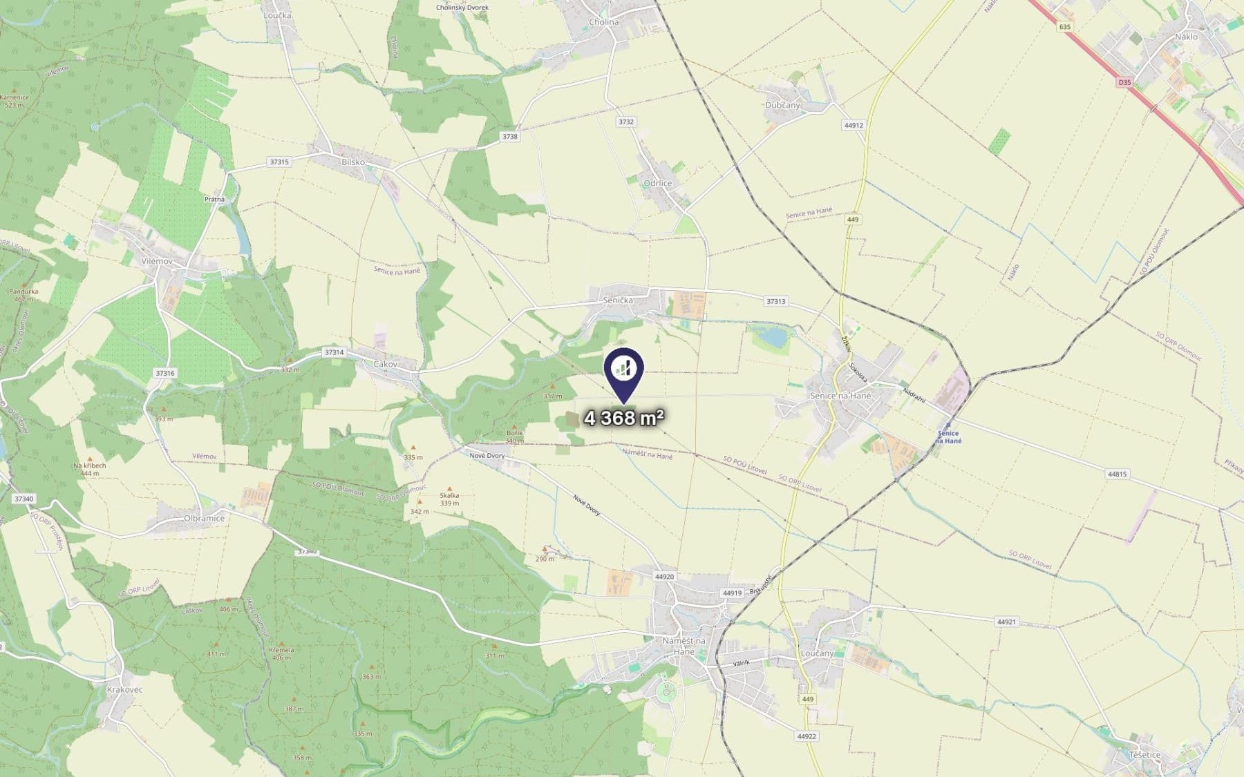 Predaj pozemku 2.184 m², Senice na Hané, Olomoucký kraj Predaj pozemku 2.184 m², Senice na Hané, Olomoucký kraj
