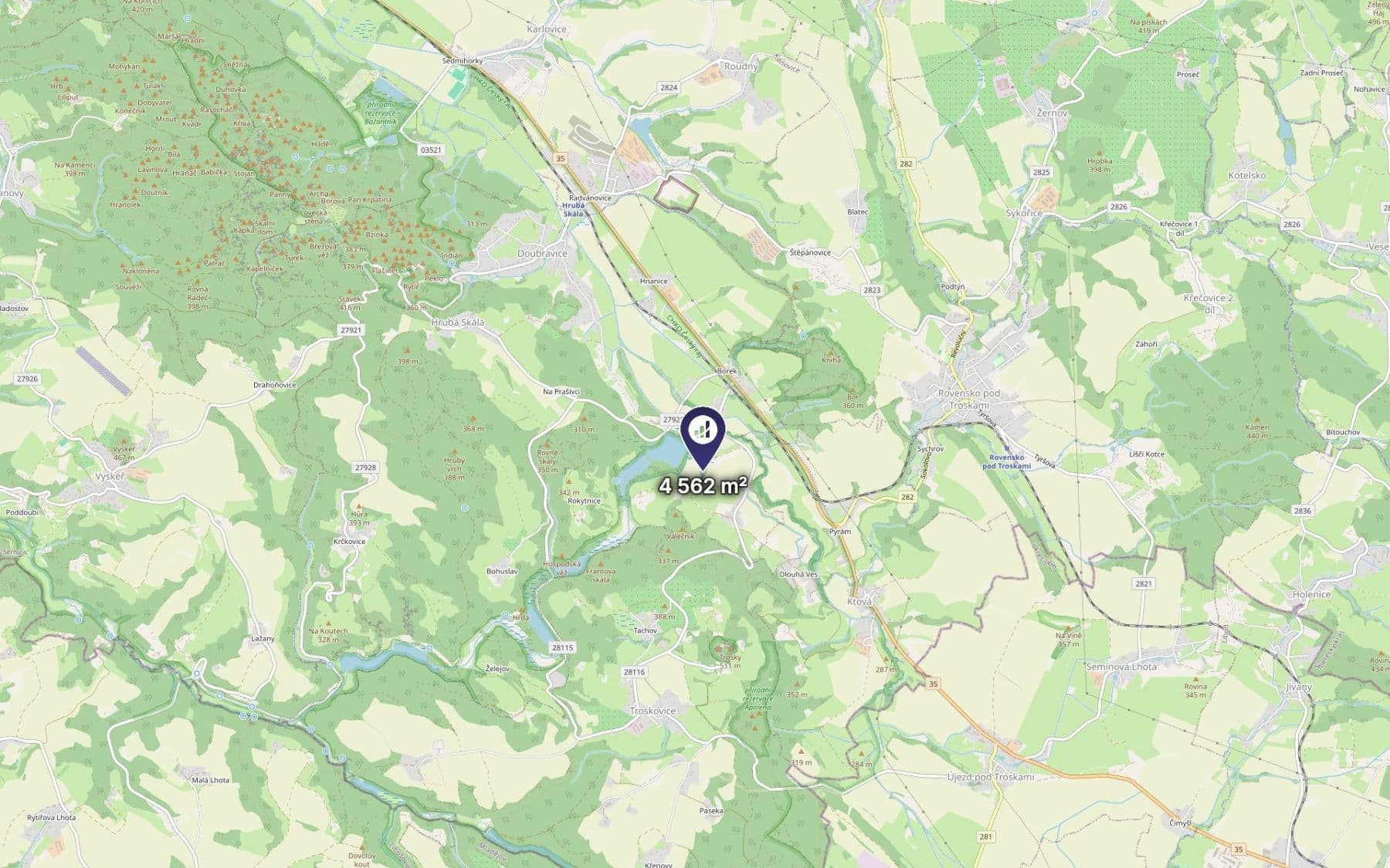 Predaj pozemku 4.562 m², Hrubá Skála, Liberecký kraj Predaj pozemku 4.562 m², Hrubá Skála, Liberecký kraj