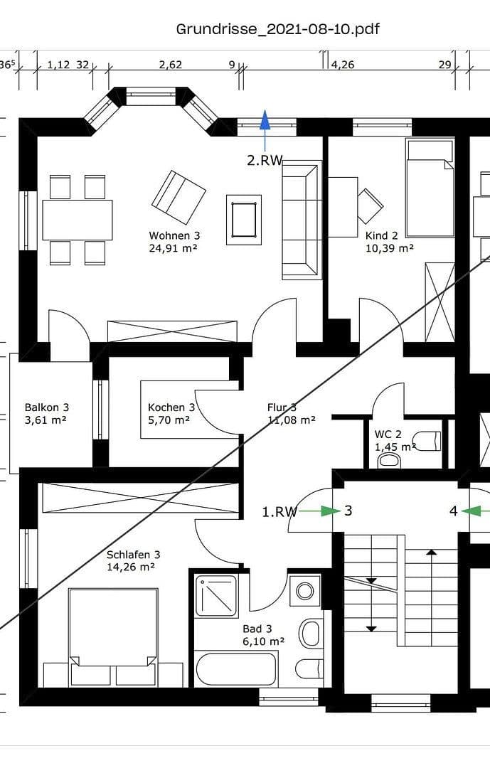 Prenájom bytu 3-izbový 76 m², Luitpoldstraße 21, Augsburg, Bavorsko Prenájom bytu 3-izbový 76 m², Luitpoldstraße 21, Augsburg, Bavorsko