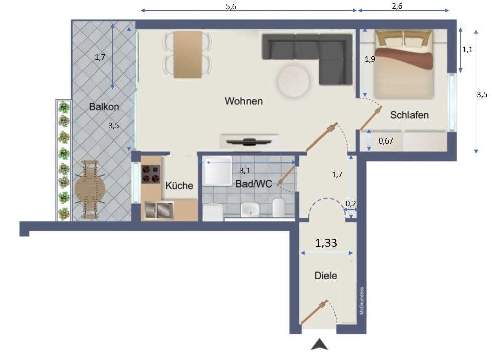 Prenájom bytu 2-izbový 50 m², Nürnberg, Bavorsko Prenájom bytu 2-izbový 50 m², Nürnberg, Bavorsko