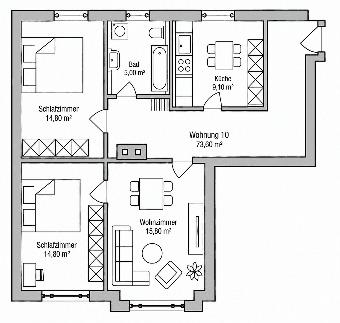 Predaj bytu 3-izbový 73 m², Augsburg, Bavorsko Predaj bytu 3-izbový 73 m², Augsburg, Bavorsko