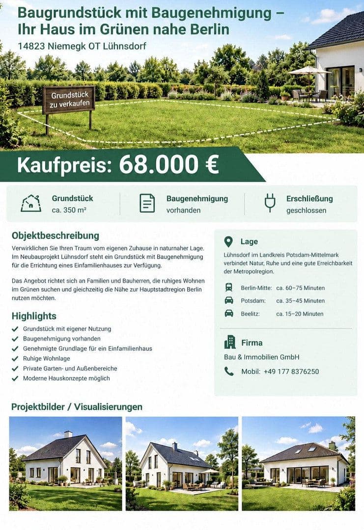 Predaj pozemku 350 m², Sandberger Str. 22, Niemegk, Brandenbursko Predaj pozemku 350 m², Sandberger Str. 22, Niemegk, Brandenbursko