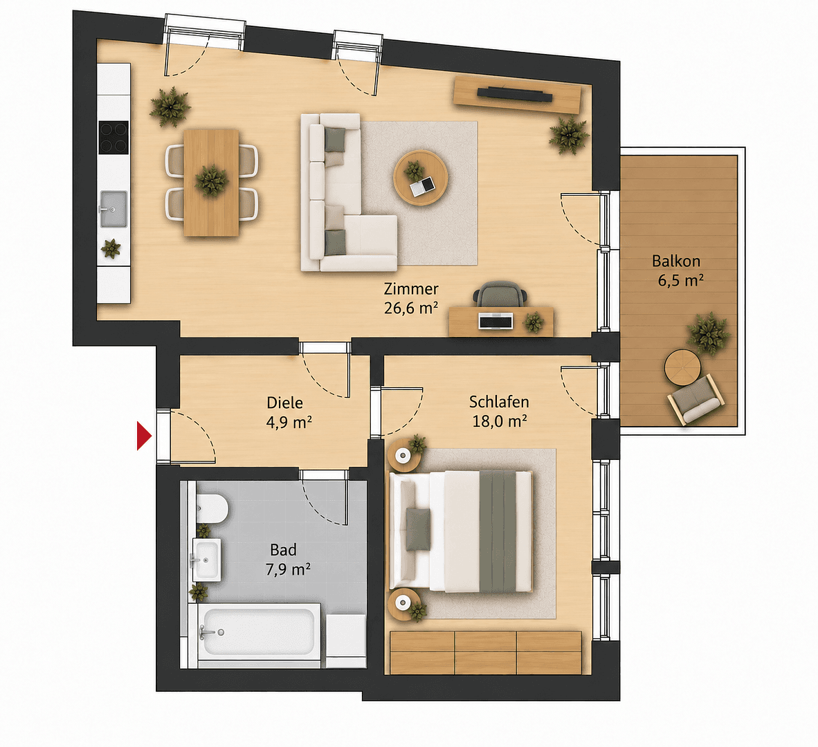 Prenájom bytu 2-izbový 59 m², Hamburg, Hamburg Prenájom bytu 2-izbový 59 m², Hamburg, Hamburg