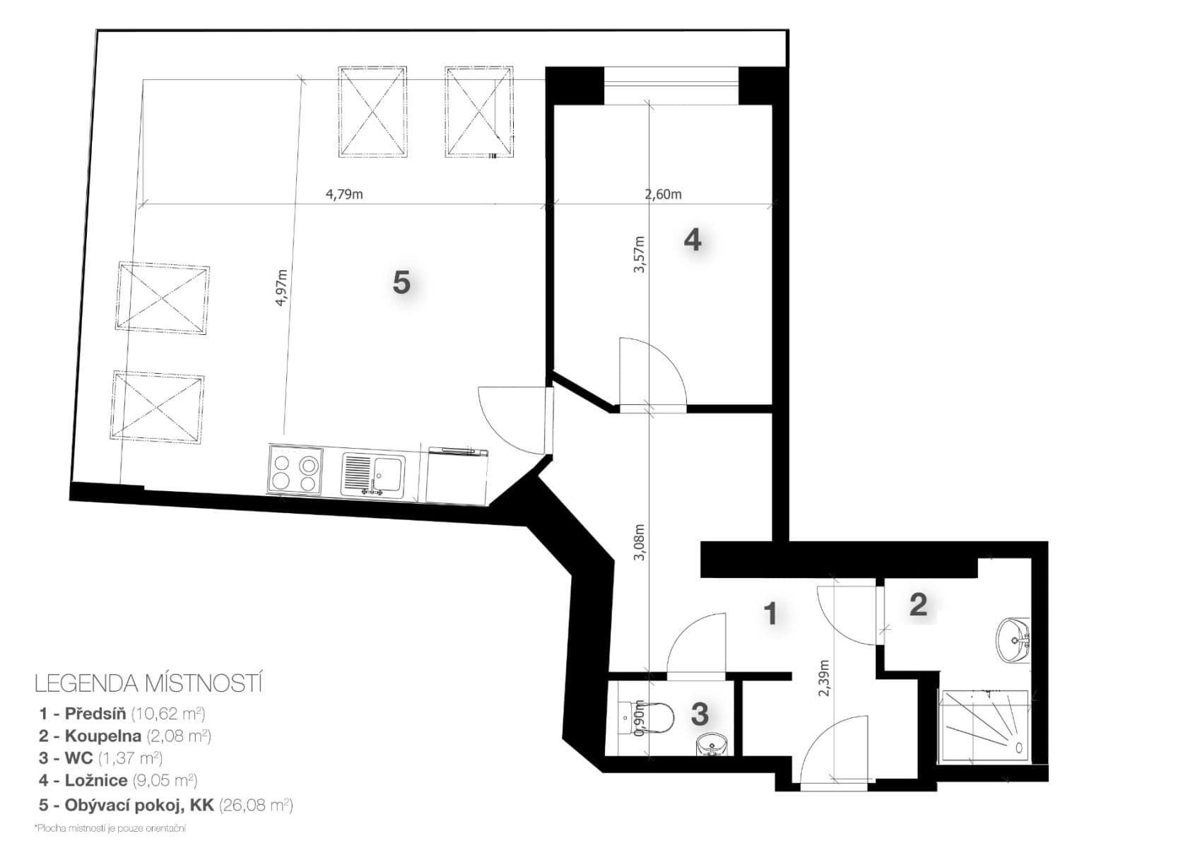 Predaj bytu 2-izbový 51 m², Žerotínova, Praha, Praha Predaj bytu 2-izbový 51 m², Žerotínova, Praha, Praha