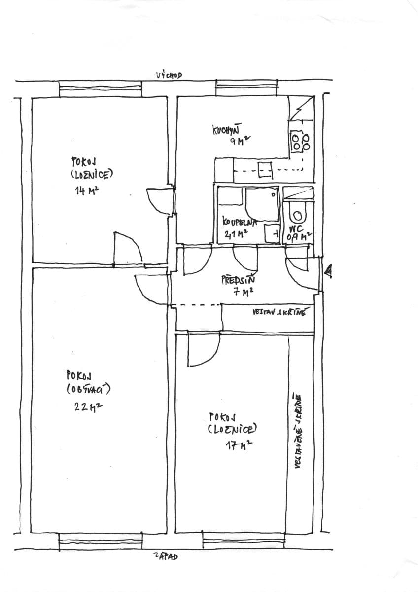 Predaj bytu 3-izbový 72 m², Křenova, Praha, Praha Predaj bytu 3-izbový 72 m², Křenova, Praha, Praha