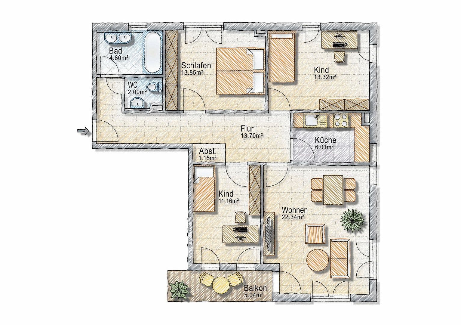 Prenájom bytu 4-izbový 91 m², Grafing, Bavorsko Prenájom bytu 4-izbový 91 m², Grafing, Bavorsko