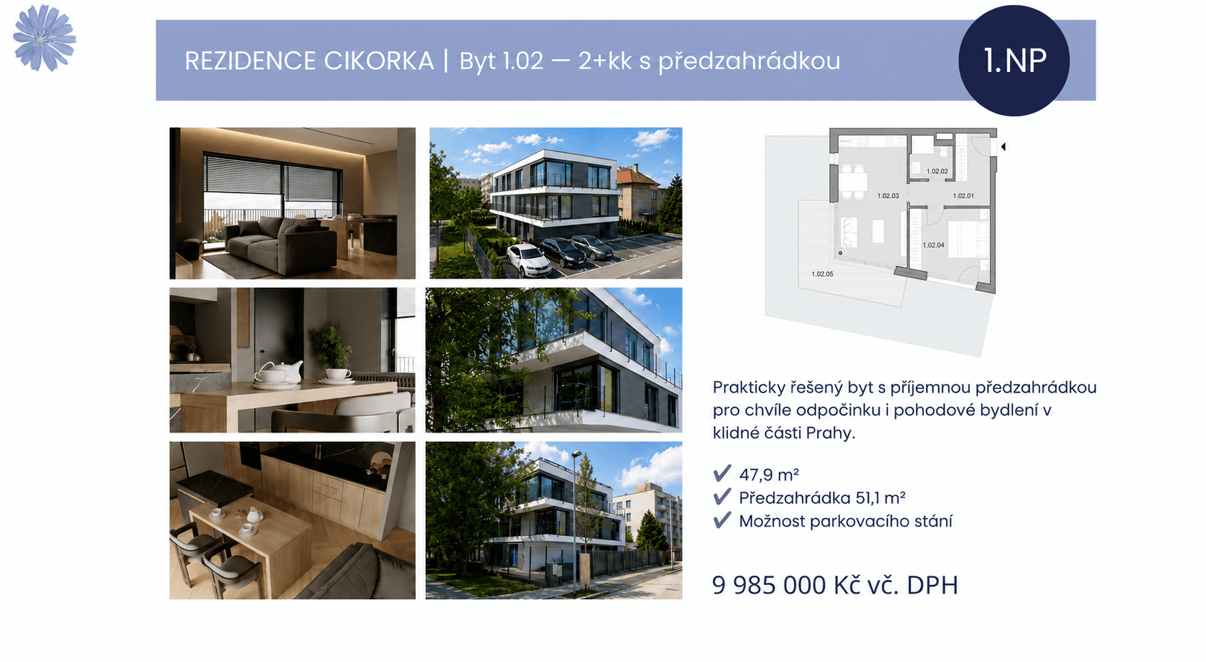 Predaj bytu 2-izbový 48 m², Na Cikorce, Praha, Praha Predaj bytu 2-izbový 48 m², Na Cikorce, Praha, Praha