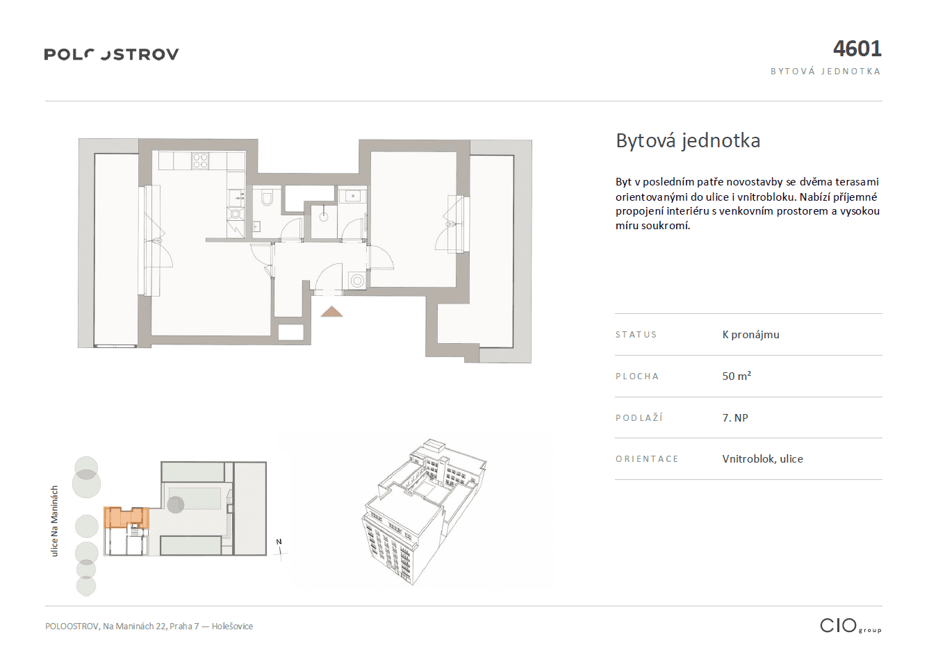Prenájom bytu 2-izbový 50 m², Na Maninách, Praha, Praha Prenájom bytu 2-izbový 50 m², Na Maninách, Praha, Praha