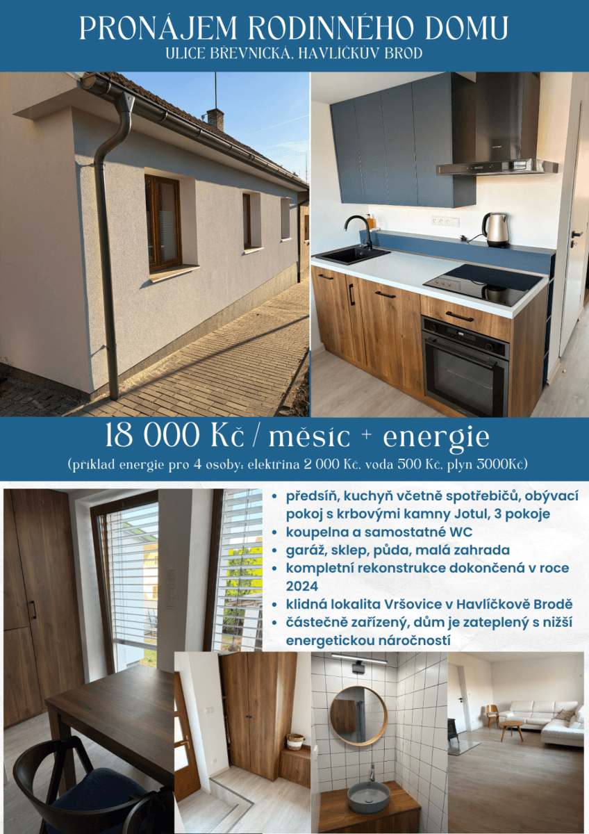 Prenájom domu 80 m², pozemok 200 m², Břevnická, Havlíčkův Brod, Kraj Vysočina Prenájom domu 80 m², pozemok 200 m², Břevnická, Havlíčkův Brod, Kraj Vysočina