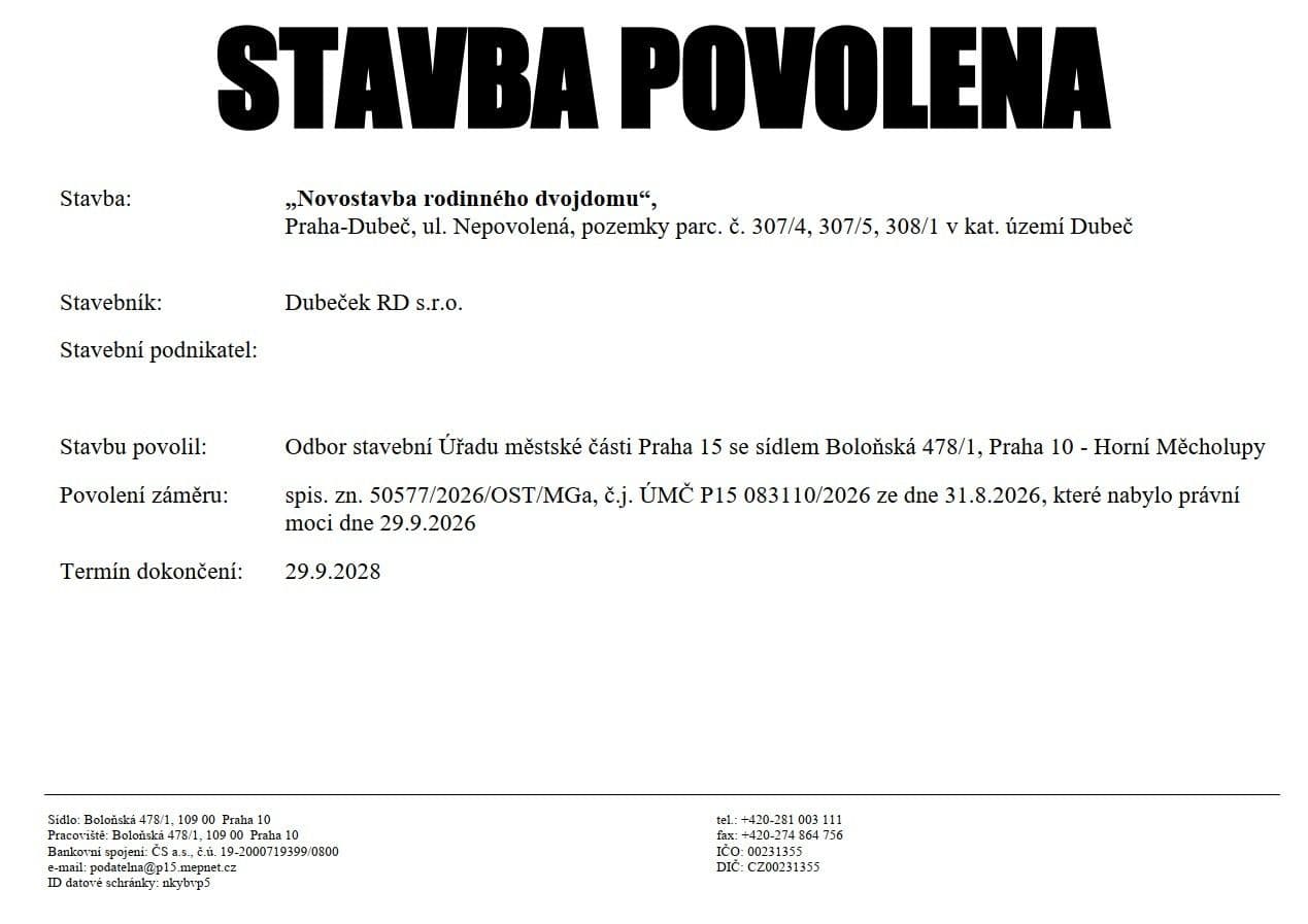 Predaj pozemku 328 m², Praha, Praha Predaj pozemku 328 m², Praha, Praha