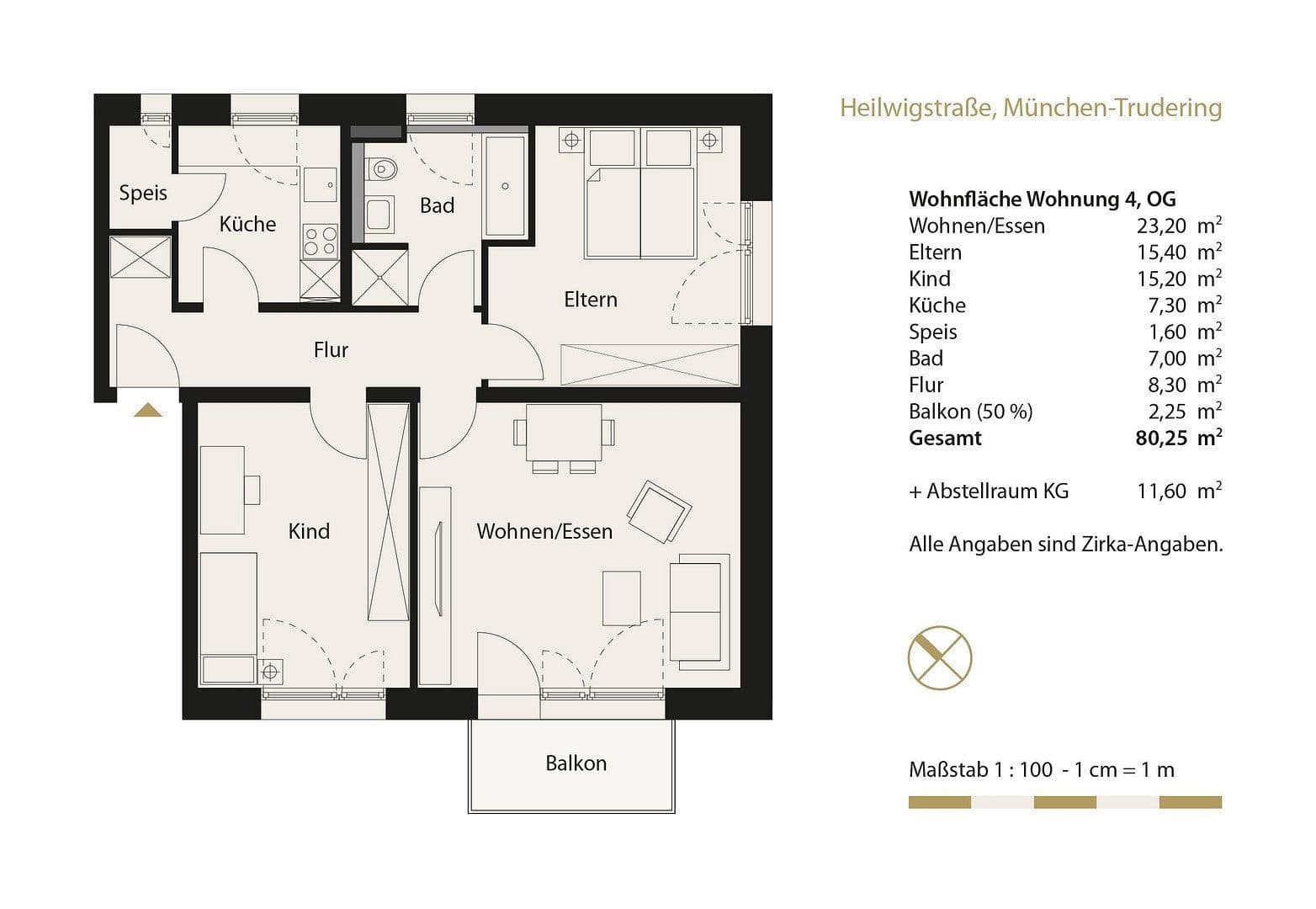 Prenájom bytu 3-izbový 81 m², München-Trudering, Bavorsko Prenájom bytu 3-izbový 81 m², München-Trudering, Bavorsko