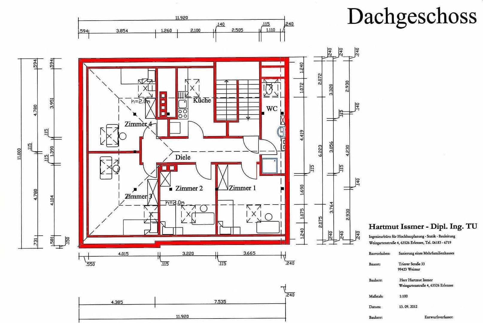 Prenájom bytu 4-izbový 69 m², Trierer Straße 33, Weimar, Durínsko Prenájom bytu 4-izbový 69 m², Trierer Straße 33, Weimar, Durínsko