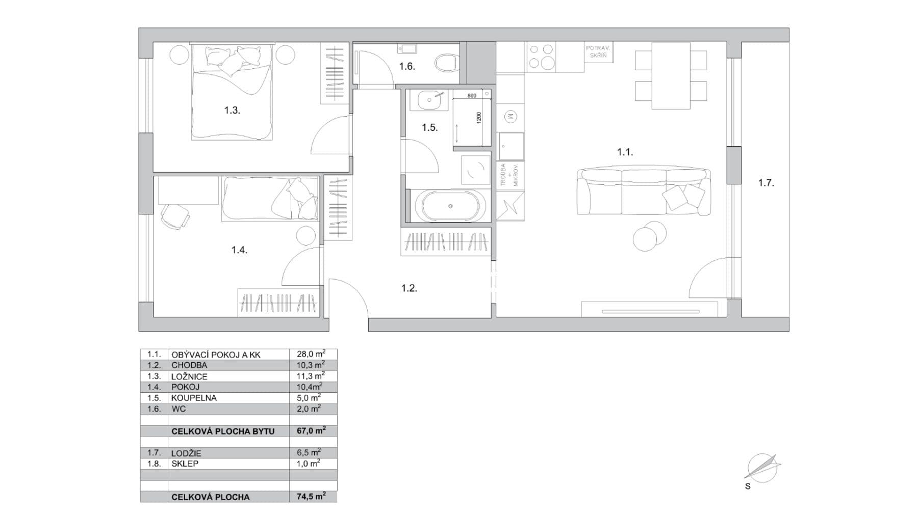Predaj bytu 3-izbový 74 m², Litvínovská, Praha, Praha Predaj bytu 3-izbový 74 m², Litvínovská, Praha, Praha