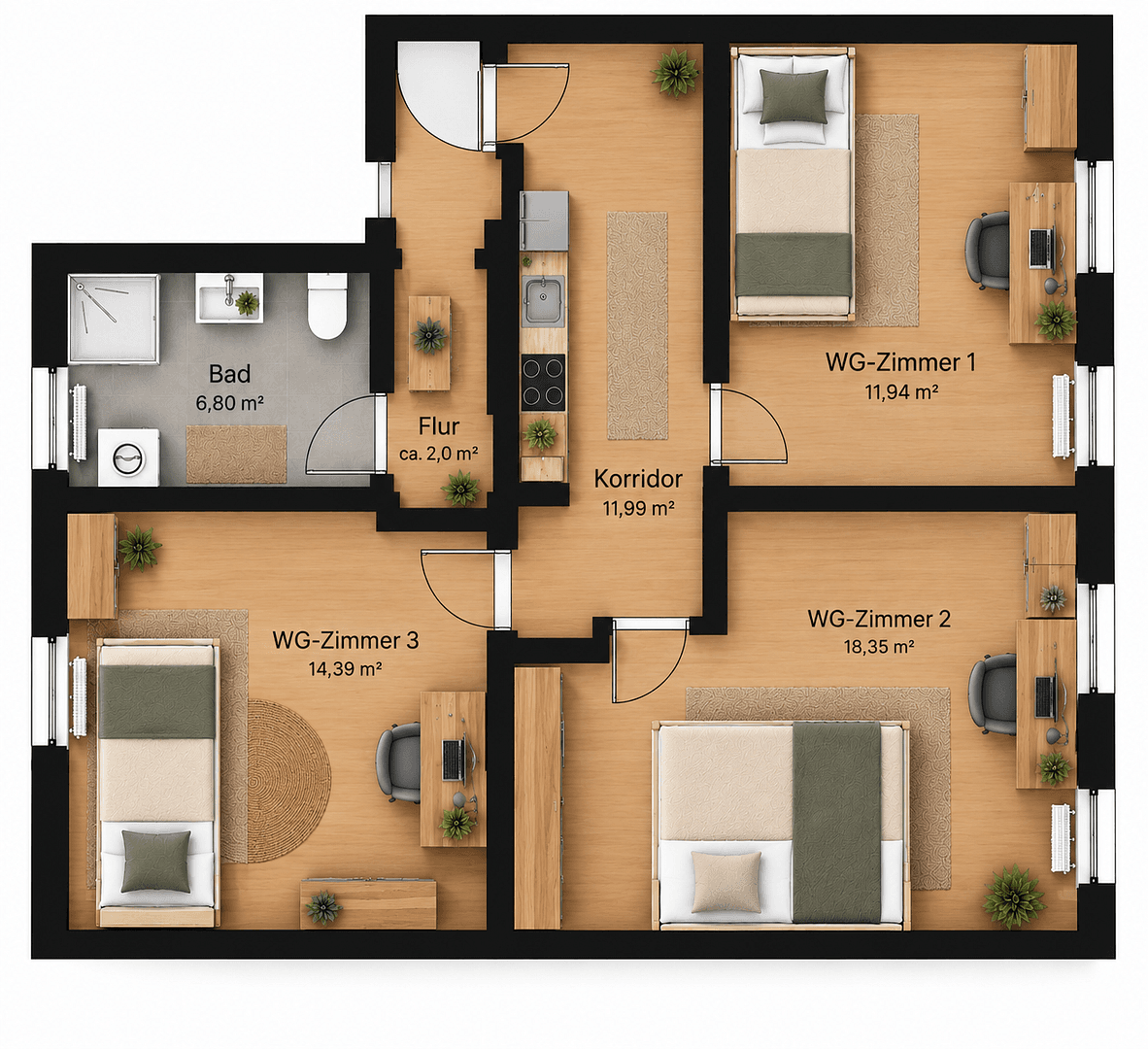 Prenájom bytu 4-izbový 67 m², Westliche Stadtmauerstraße 6, Erlangen, Bavorsko Prenájom bytu 4-izbový 67 m², Westliche Stadtmauerstraße 6, Erlangen, Bavorsko
