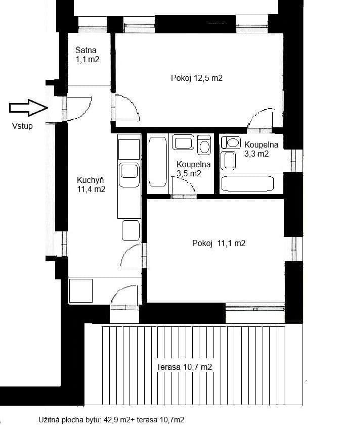 Prenájom bytu 2-izbový 43 m², Pozdeňská, Praha, Praha Prenájom bytu 2-izbový 43 m², Pozdeňská, Praha, Praha