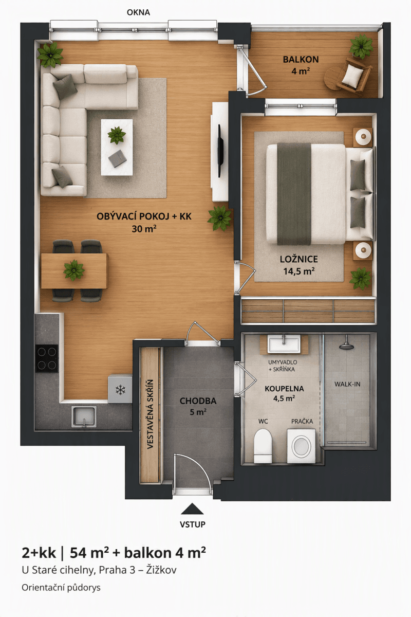 Predaj bytu 2-izbový 54 m², U Staré cihelny, Praha, Praha Predaj bytu 2-izbový 54 m², U Staré cihelny, Praha, Praha