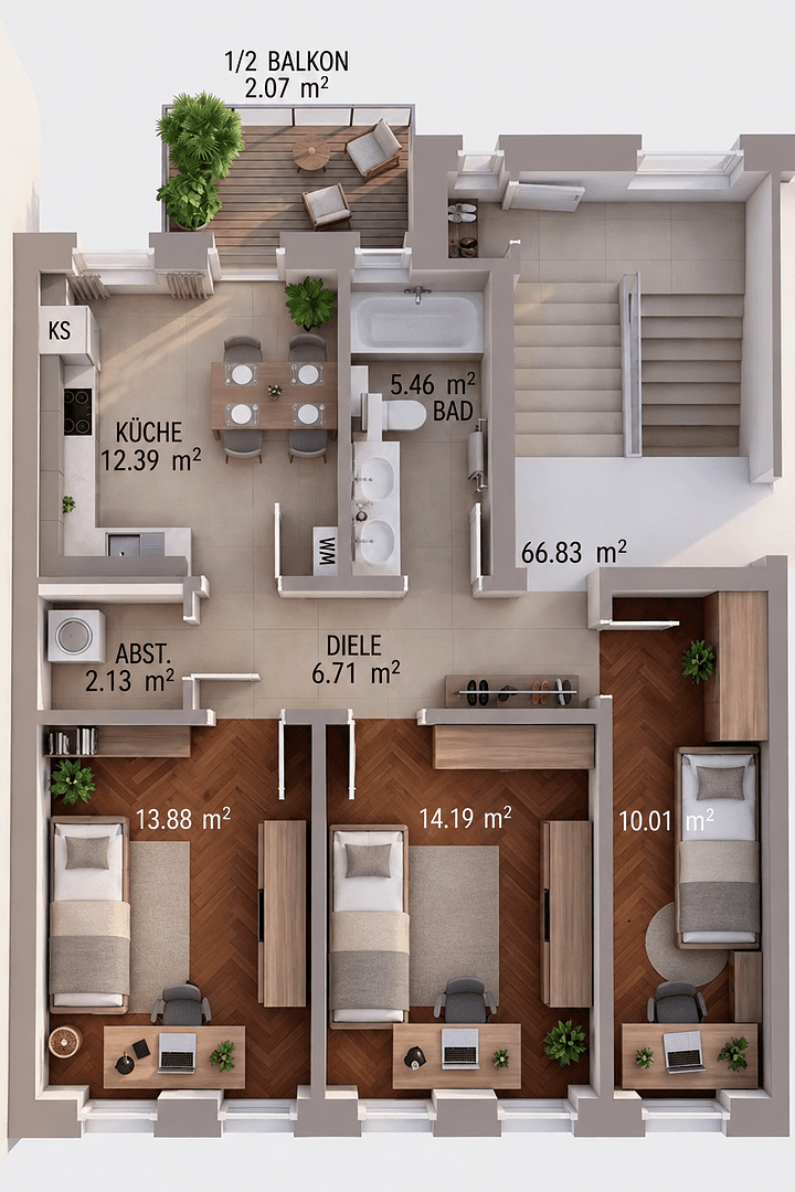 Prenájom bytu 3-izbový 67 m², Hedwigstr 13, Leipzig, Sasko Prenájom bytu 3-izbový 67 m², Hedwigstr 13, Leipzig, Sasko