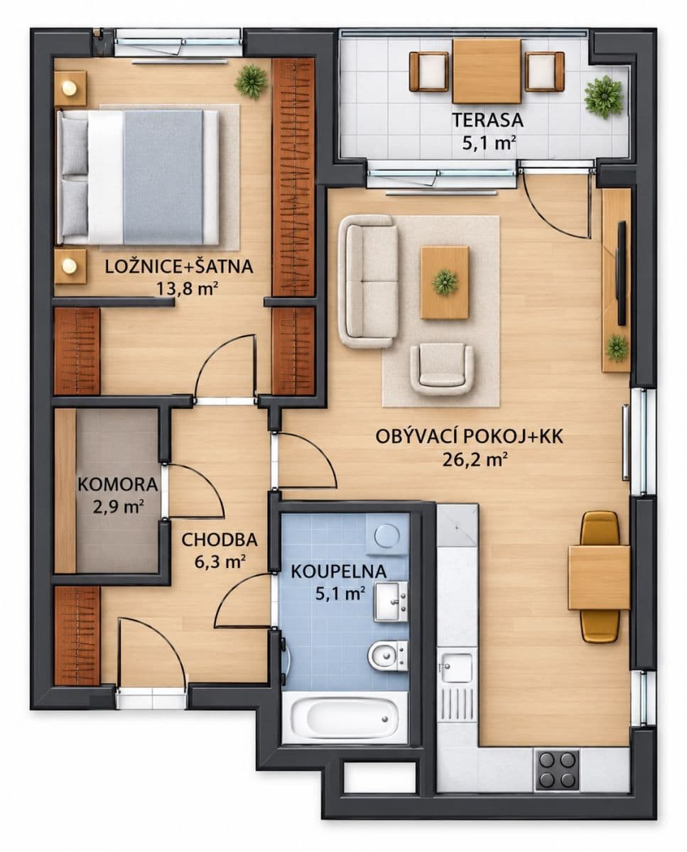 Predaj bytu 2-izbový 58 m², Stočesova, Praha, Praha Predaj bytu 2-izbový 58 m², Stočesova, Praha, Praha