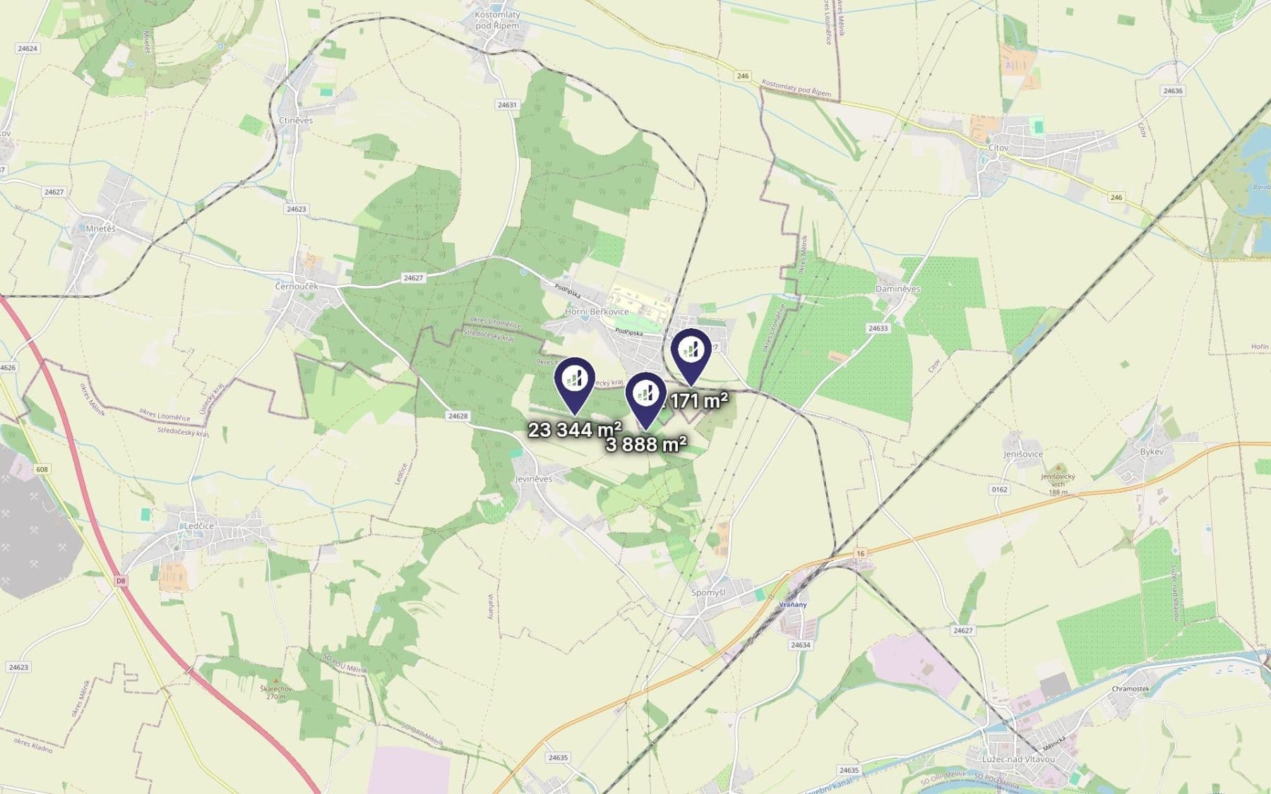 Predaj pozemku 29.403 m², Jeviněves, Středočeský kraj Predaj pozemku 29.403 m², Jeviněves, Středočeský kraj