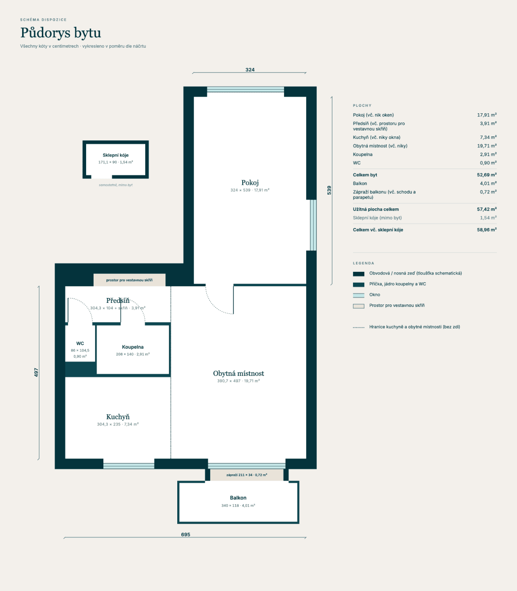 Predaj bytu 2-izbový 57 m², Lidická, Třinec, Moravskoslezský kraj Predaj bytu 2-izbový 57 m², Lidická, Třinec, Moravskoslezský kraj