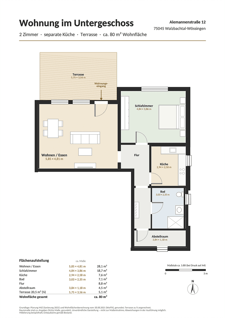 Prenájom bytu 2-izbový 80 m², Alemannenstraße 12, Walzbachtal, Bádensko-Wurttembersko Prenájom bytu 2-izbový 80 m², Alemannenstraße 12, Walzbachtal, Bádensko-Wurttembersko