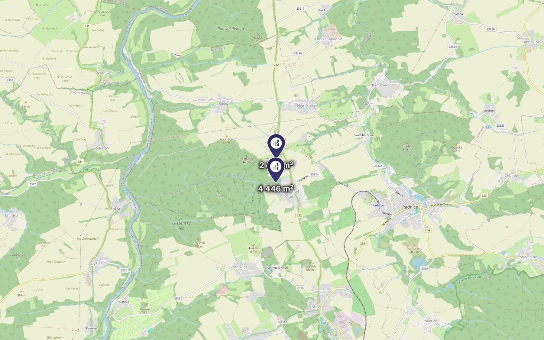 Predaj pozemku 3.367 m², Újezd u Svatého Kříže, Plzeňský kraj Predaj pozemku 3.367 m², Újezd u Svatého Kříže, Plzeňský kraj