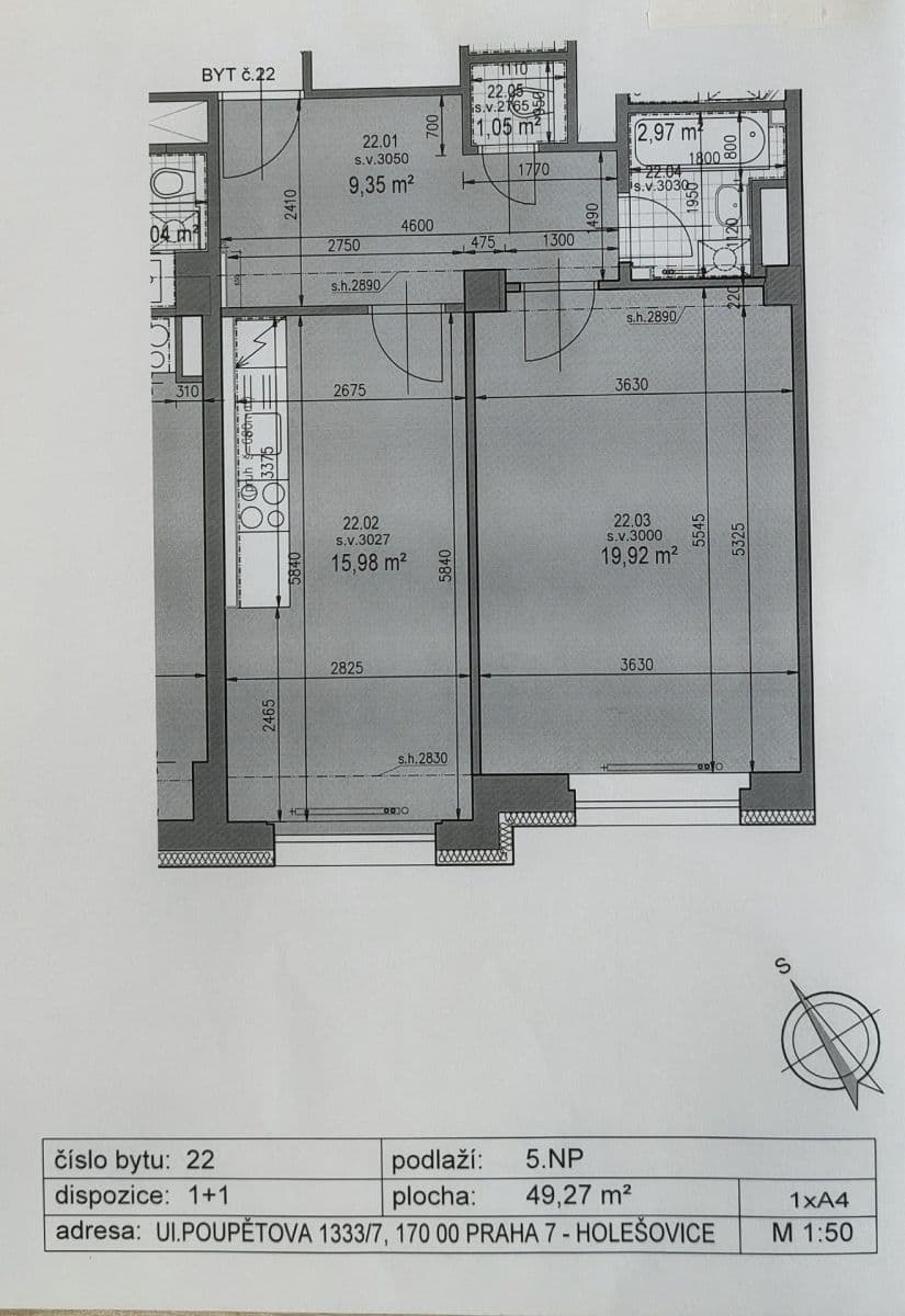 Prenájom bytu 1-izbový 49 m², Poupětova, Praha, Praha Prenájom bytu 1-izbový 49 m², Poupětova, Praha, Praha
