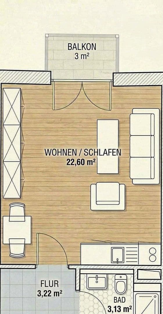 Predaj bytu 1-izbový 31 m², Marconistr. 10, Augsburg, Bavorsko Predaj bytu 1-izbový 31 m², Marconistr. 10, Augsburg, Bavorsko