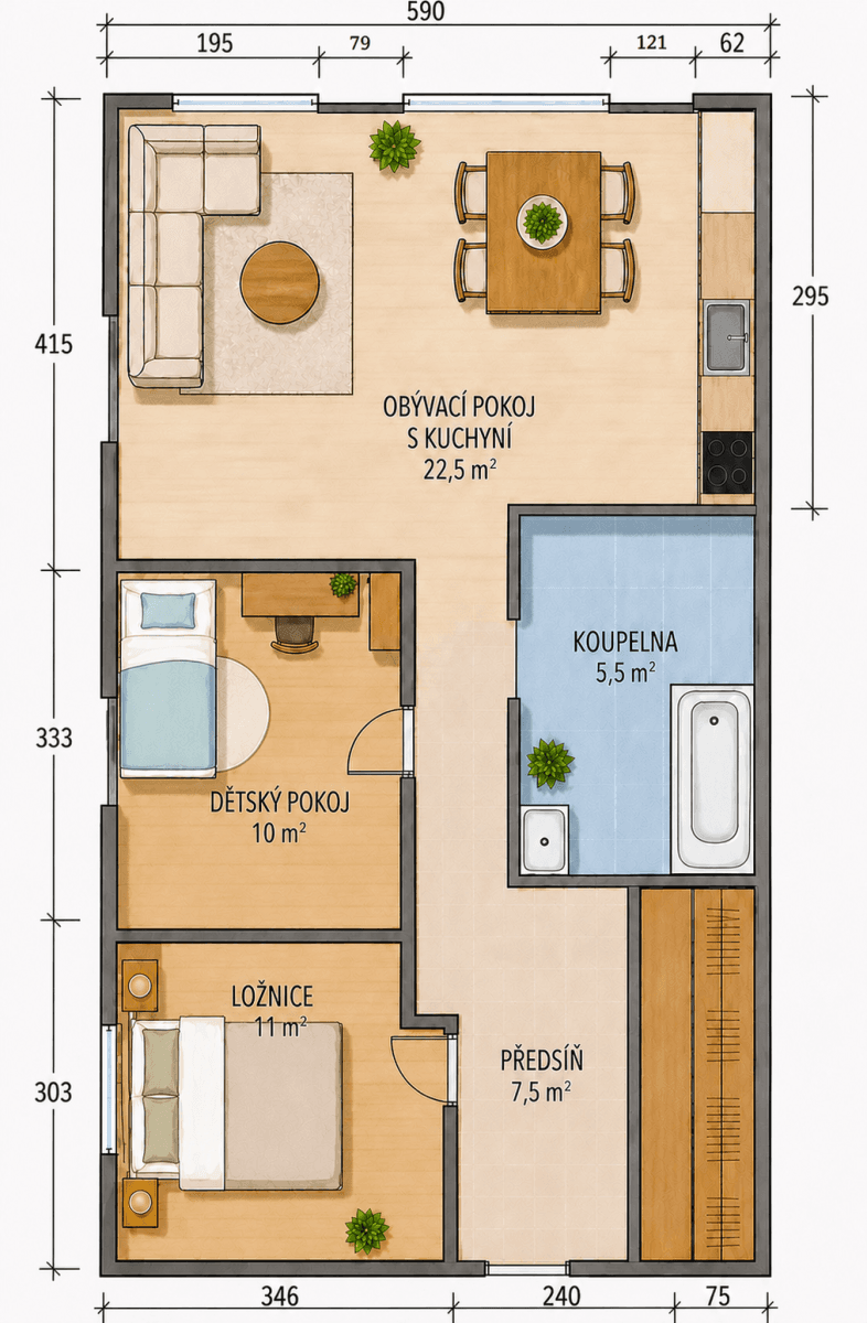Predaj bytu 3-izbový 60 m², Břežany II, Středočeský kraj Predaj bytu 3-izbový 60 m², Břežany II, Středočeský kraj
