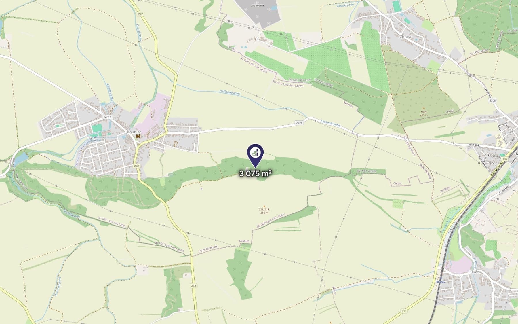 Predaj pozemku 3.075 m², Kounice, Středočeský kraj Predaj pozemku 3.075 m², Kounice, Středočeský kraj