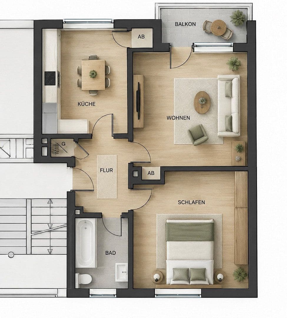 Prenájom bytu 2-izbový 55 m², Muckstraße 9, Bochum, Severné Porýnie - Westfálsko Prenájom bytu 2-izbový 55 m², Muckstraße 9, Bochum, Severné Porýnie - Westfálsko