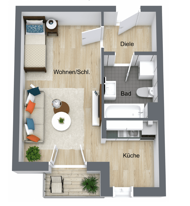 Prenájom bytu 1-izbový 34 m², Treppenstraße 5, Erfurt, Durínsko Prenájom bytu 1-izbový 34 m², Treppenstraße 5, Erfurt, Durínsko