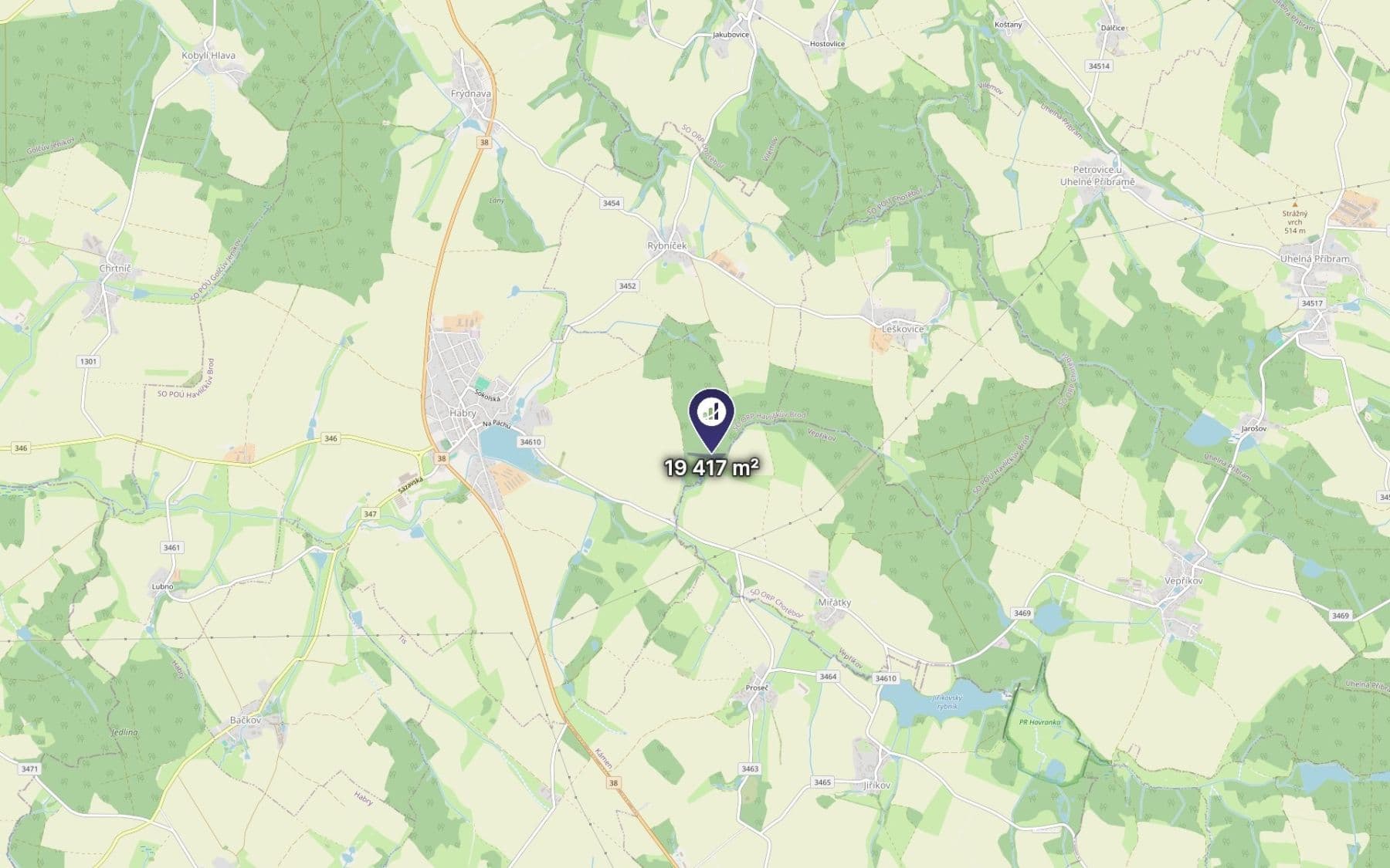 Predaj pozemku 9.709 m², Habry, Kraj Vysočina Predaj pozemku 9.709 m², Habry, Kraj Vysočina