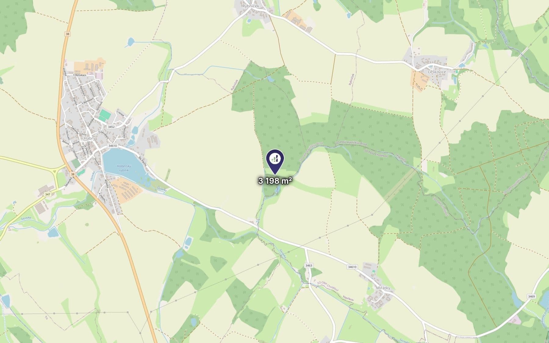 Predaj pozemku 1.599 m², Habry, Kraj Vysočina Predaj pozemku 1.599 m², Habry, Kraj Vysočina
