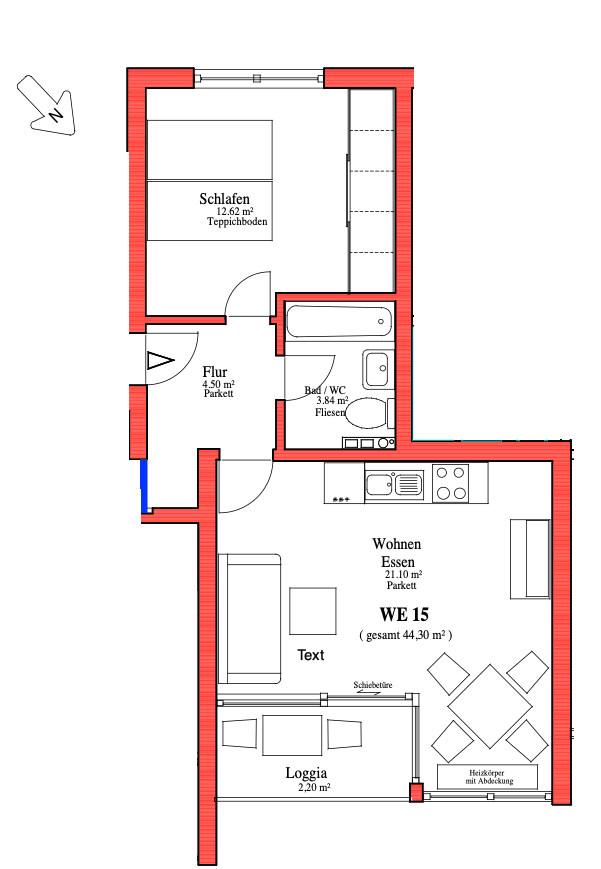 Predaj bytu 2-izbový 45 m², Würzburg, Bavorsko Predaj bytu 2-izbový 45 m², Würzburg, Bavorsko