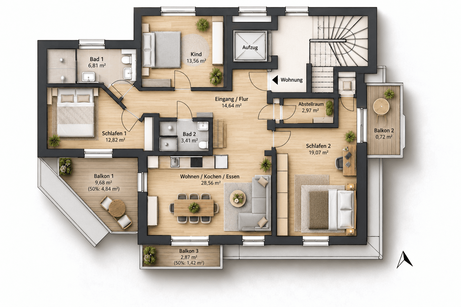 Prenájom bytu 4-izbový 106 m², Rotenberg 54b, Marburg, Hesensko Prenájom bytu 4-izbový 106 m², Rotenberg 54b, Marburg, Hesensko