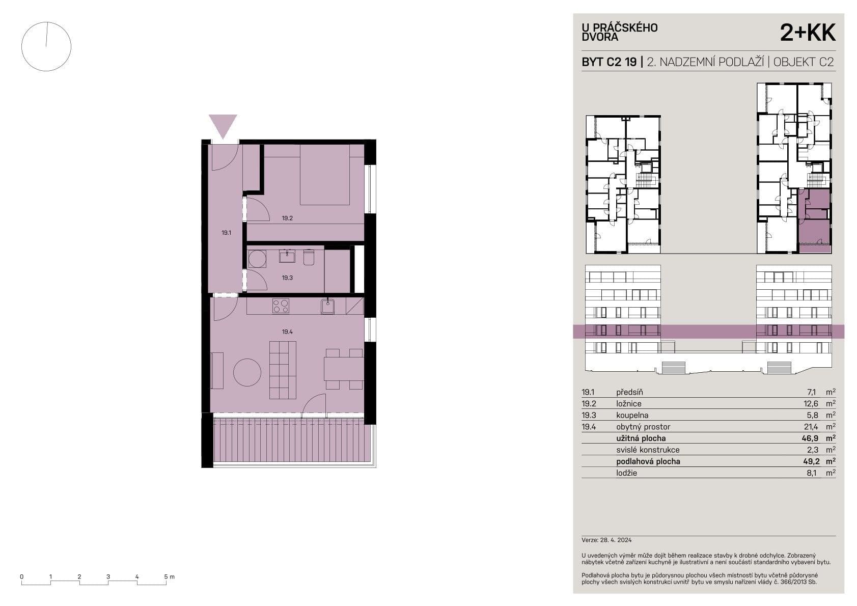 Prenájom bytu 2-izbový 47 m², Práčská, Praha, Praha Prenájom bytu 2-izbový 47 m², Práčská, Praha, Praha