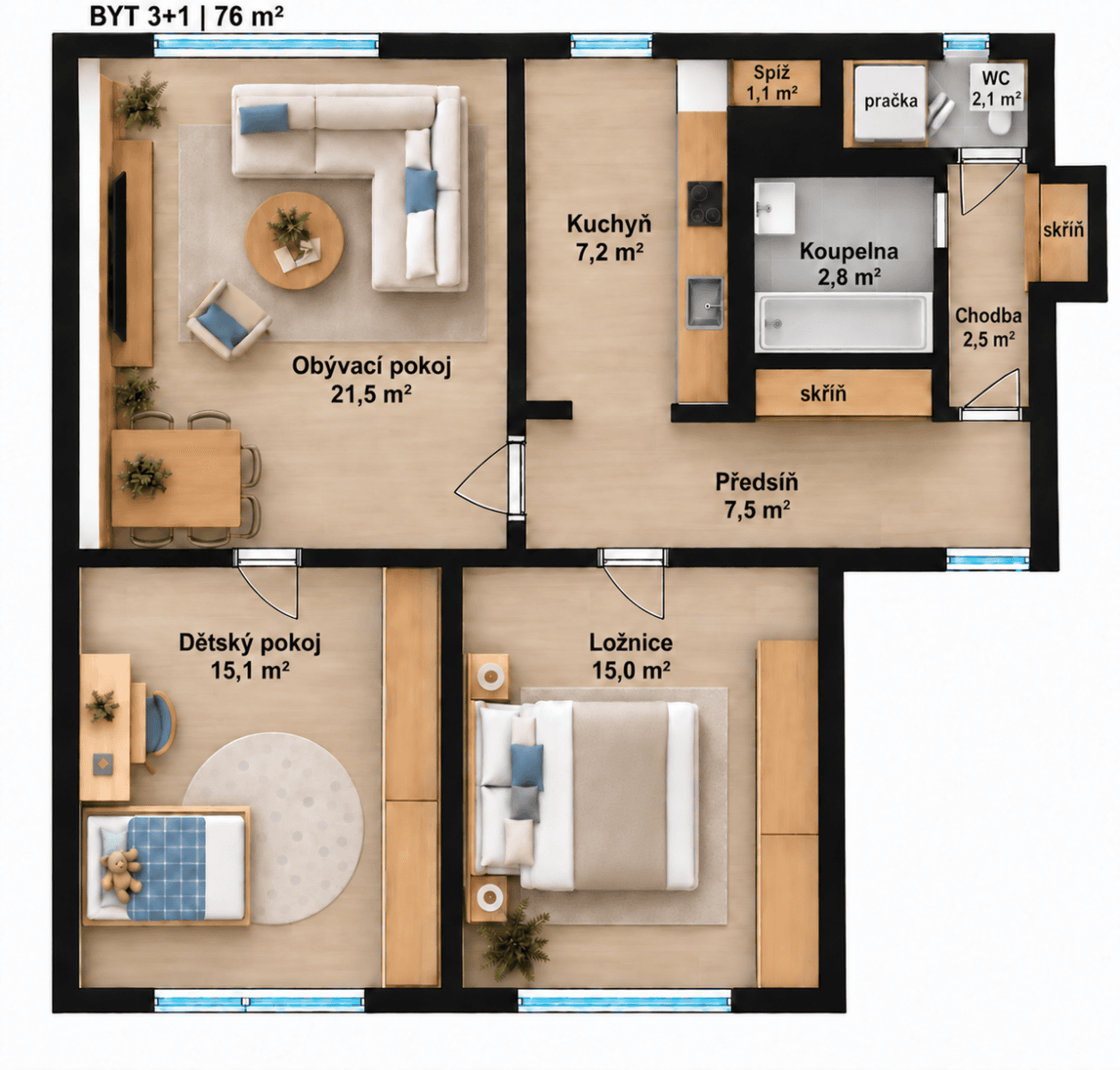 Predaj bytu 3-izbový 76 m², Budějovická, Praha, Praha Predaj bytu 3-izbový 76 m², Budějovická, Praha, Praha