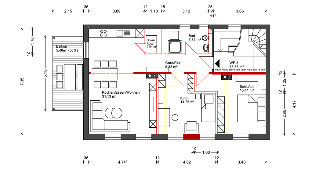 Prenájom bytu 3-izbový 75 m², Theaterstraße 1, Hof, Bavorsko Prenájom bytu 3-izbový 75 m², Theaterstraße 1, Hof, Bavorsko