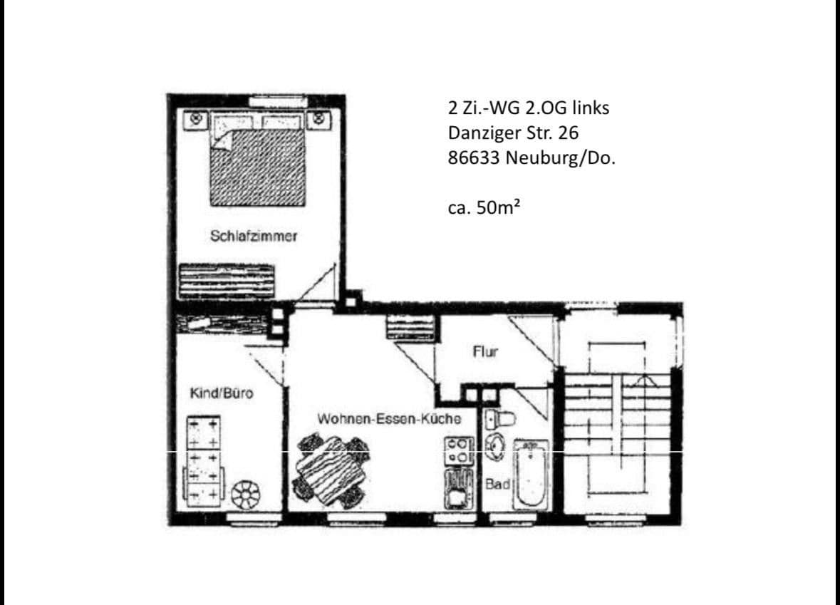 Prenájom bytu 3-izbový 50 m², Danzigerstraße 26, Neuburg an der Donau, Bavorsko Prenájom bytu 3-izbový 50 m², Danzigerstraße 26, Neuburg an der Donau, Bavorsko
