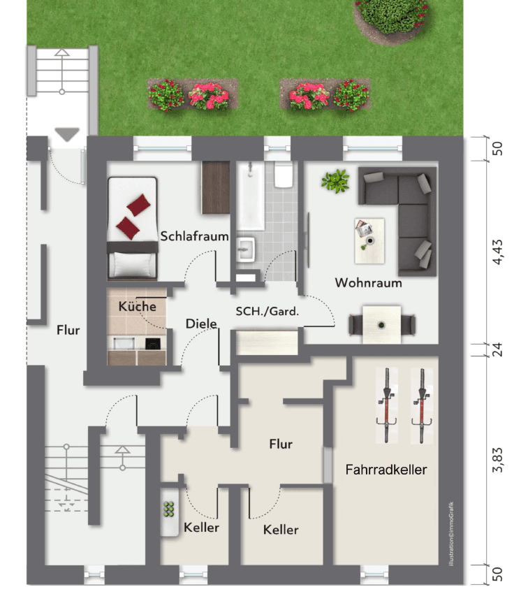Prenájom bytu 1-izbový 35 m², Arnulfstraße, Köln, Severné Porýnie - Westfálsko Prenájom bytu 1-izbový 35 m², Arnulfstraße, Köln, Severné Porýnie - Westfálsko