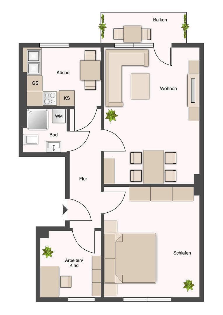 Prenájom bytu 3-izbový 63 m², Bremen, Brémy Prenájom bytu 3-izbový 63 m², Bremen, Brémy